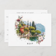 Lago Como Itália — cartão postal de casamento rsvp