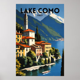 Lago Como Itália Poster de viagens tradicional