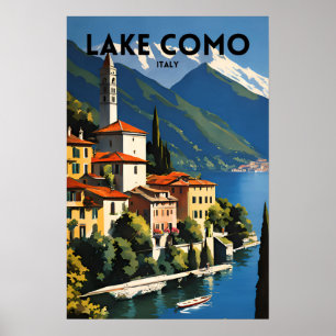 Lago Como Itália Poster de viagens tradicional