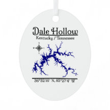 Lago Dale Hollow Kentucky Tennessee Mapa Metal Ova