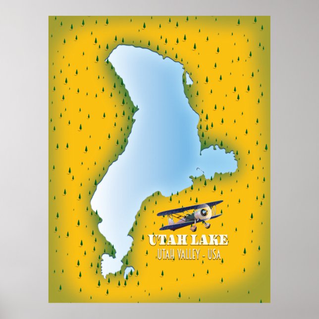 lago de La, poster de viagens do mapa do Vale de U (Frente)