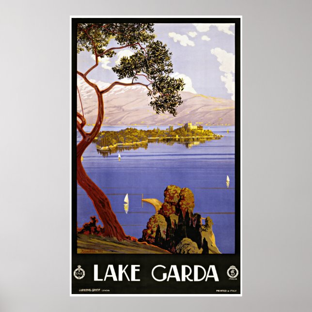 Lago Garda Itália - Posters Viagens vintage (Frente)
