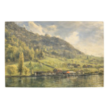 Lago Lucerna Chalé Alpino Suíço Arte em Metal