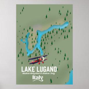 Lago Lugano Italia - poster de viagens da suiça