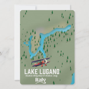 Lago Lugano Itália - poster de viagens Suiça