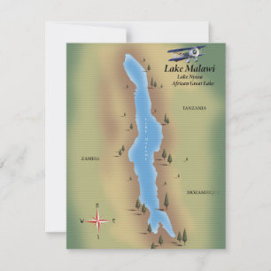 Lago Malawi, mapa de impressão de poster de viagem