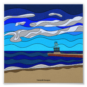 Lago Michigan - Impressão de Foto 6"x6"