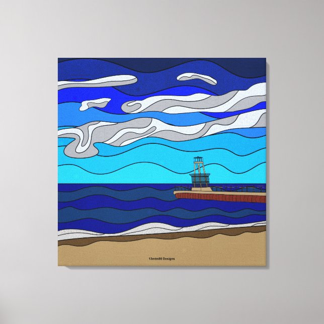 Lago Michigan - Impressão de tela (30"x30") (Frente)