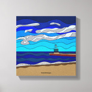 Lago Michigan - Impressão em Tela (10"x10")