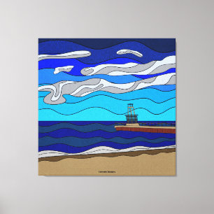 Lago Michigan - Impressão em Tela (40"x40")
