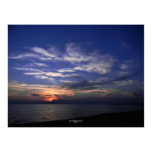 Lago Michigan Poster Blue e Orange Sunset