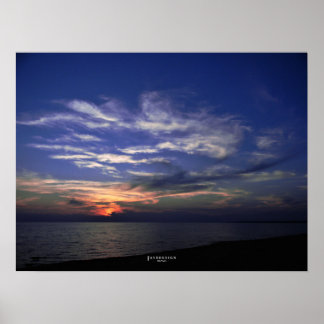 Lago Michigan Poster Blue e Orange Sunset