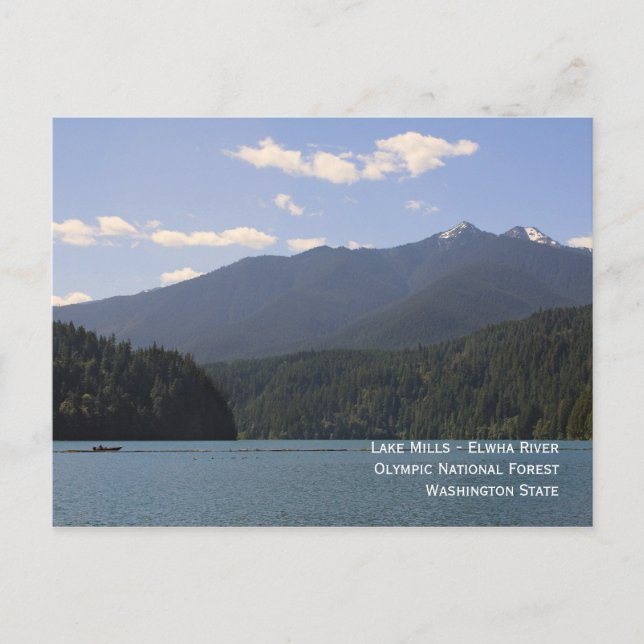 Lago Mills - Cartão postal do rio Elwha (Frente)