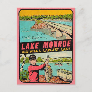 Lago Monroe Indiana Cartão Postal de Viagem Antig