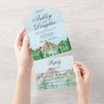 Lago Montanha - Todos em Um Convites de Casamento