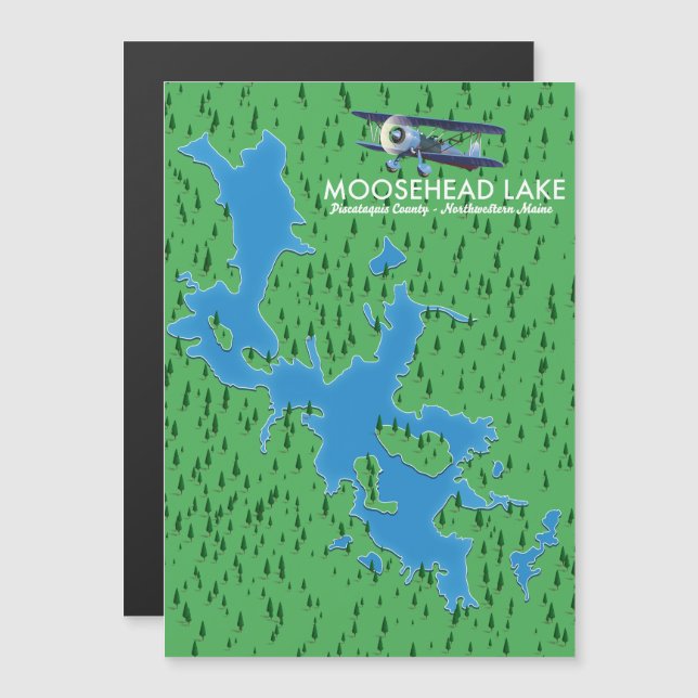 Lago Moosehead,Mapa do Condado de Piscataquis (Frente/Verso)