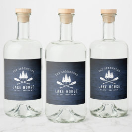 Lago Rustic House Oars Trees Blue Wood Impressão L