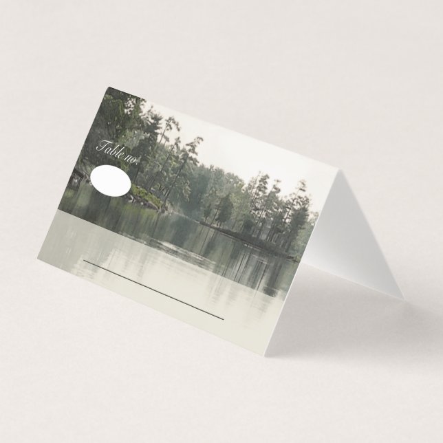 lago rústico tranquilo evergreens reflexo casament (Frente)