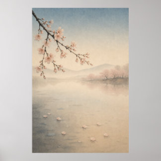 Lago Sakura Japonês Poster de Arte de Parede Japan