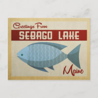 Lago Sebago Maine Peixe Cartão Postal de Viagem Vi
