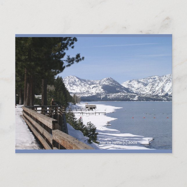 Lago Tahoe em neve | Cartão postal Blue Beach™ (Frente)