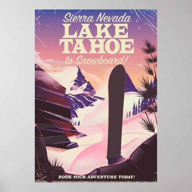 Lago Tahoe Sierra Nevada EUA Snowboard poster (Frente)