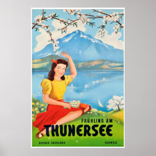 Lago Thun, suiça, poster de viagens