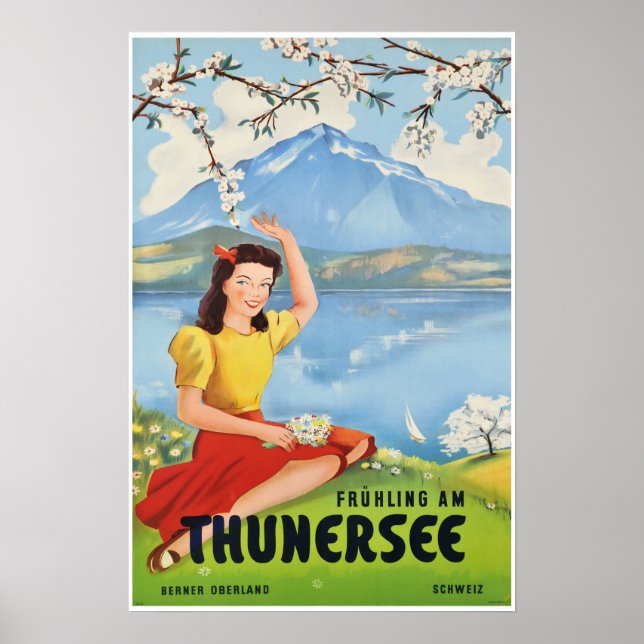 Lago Thun, Suiça, Poster de viagens (Frente)
