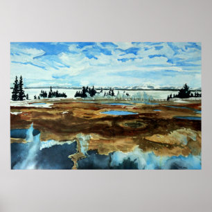 Lago Yellowstone no poster do inverno