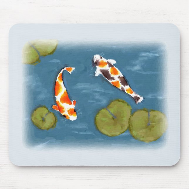Lagoa Mousepad de Koi da aguarela (Frente)