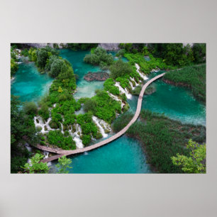 Lagos e impressão da foto das cachoeiras. Plitvic