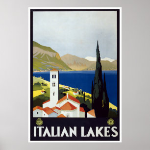 Lagos italian do poster do art deco das viagens