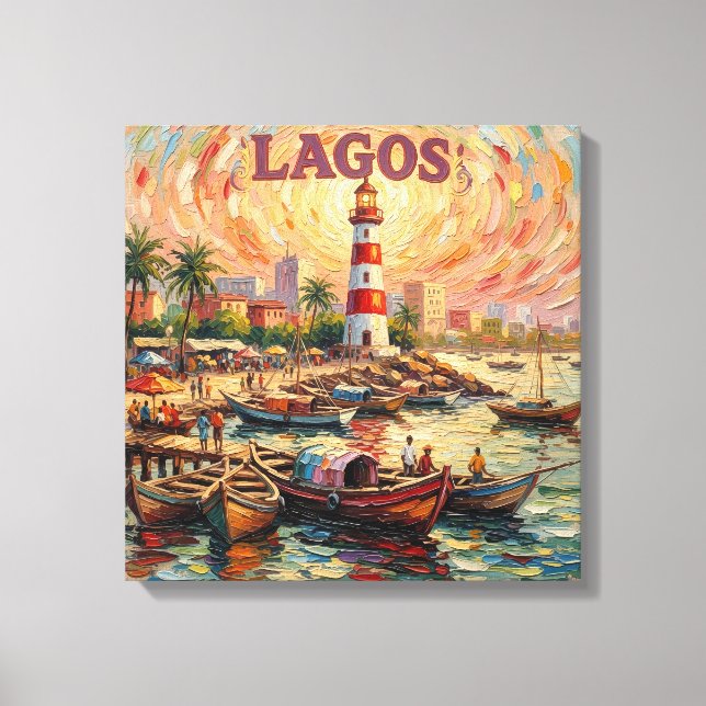 Lagos Nigeria Lighthouse Harbor Stretched Canvas (Frente)