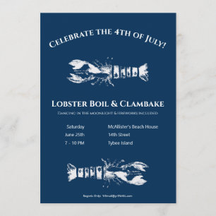 Lagosta Boil e Clambake 4 de julho Convite do Part