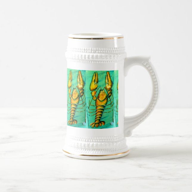 lagosta com caneca de cerveja de cerveja verde (Direita)