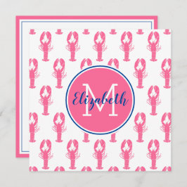 Lagosta rosa pré-definida em branco com monograma