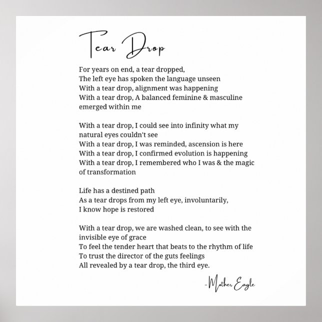 Lágrima despertando poema de terceiro olho poster  (Frente)