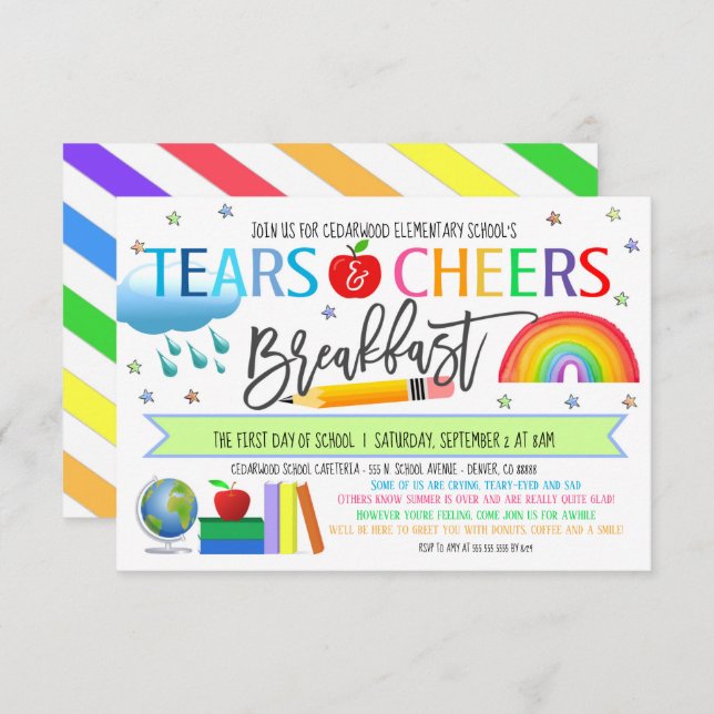 Lágrimas e aplausos Convite ao café da manhã (Frente/Verso)