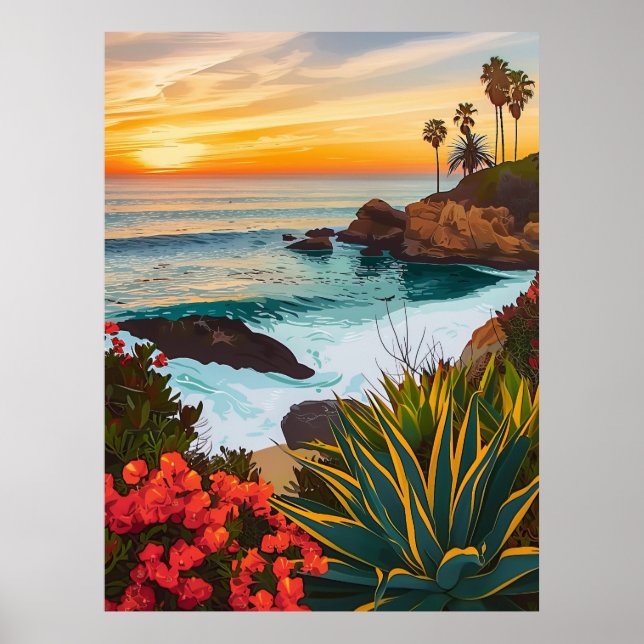 Laguna Beach, California Abstrato Art Poster (Frente)