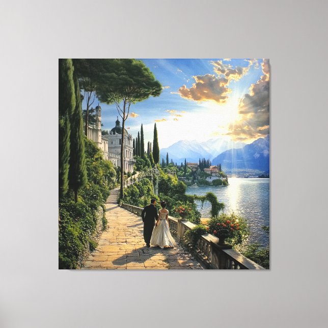Lake Como Italy Romantic Canvas Wall Art (Frente)