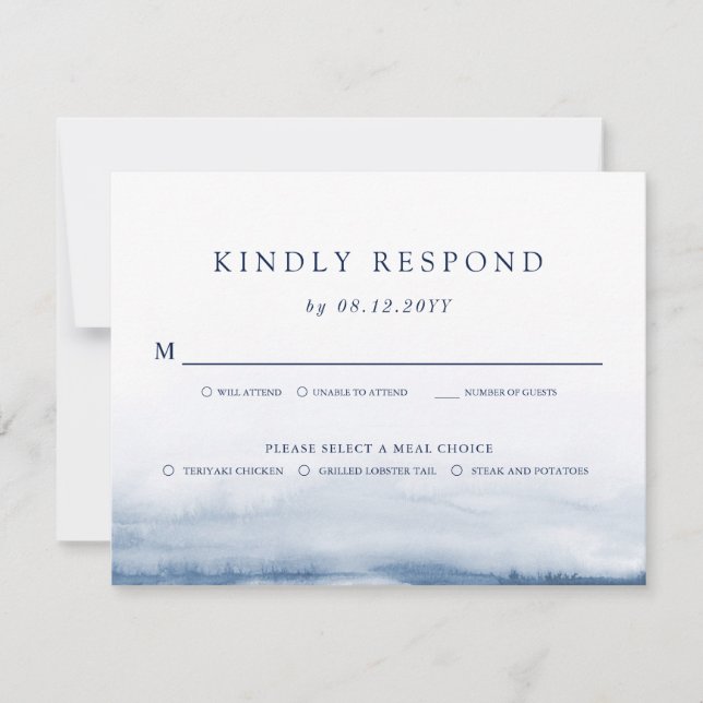 Lake Harbor Wedding Light Blue RSVP | Refeições (Frente)