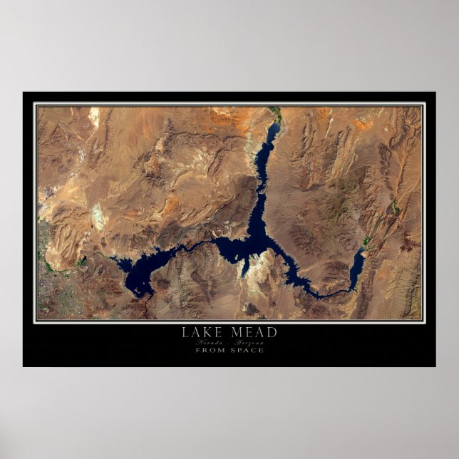 Lake Mead Nevada - Mapa de Poster por Satélite par (Frente)