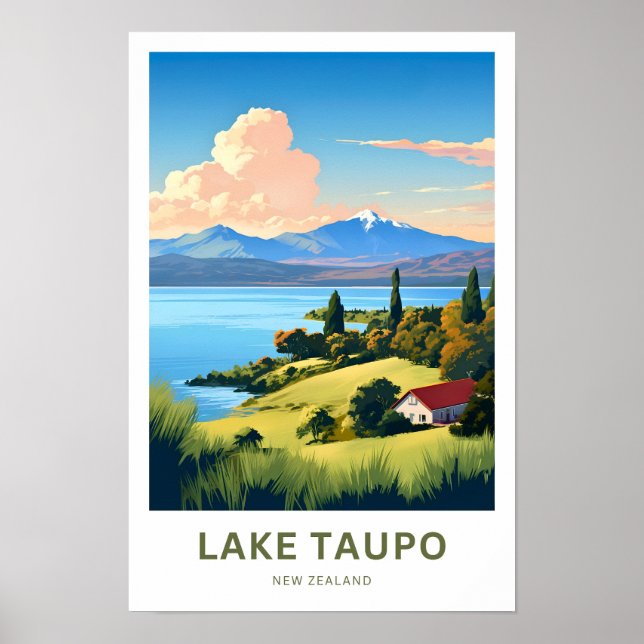 Lake Taupo - Impressão de Viagem na Nova Zelândia (Frente)