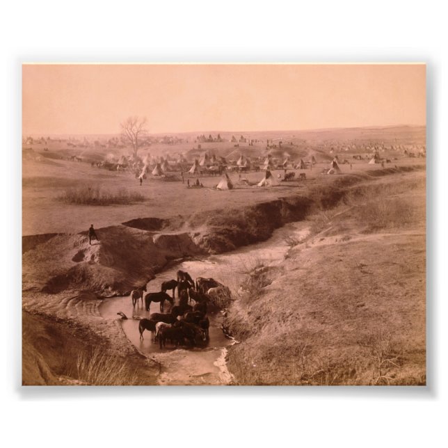 Lakota Tipi Camp Foto Alargamento (Frente)