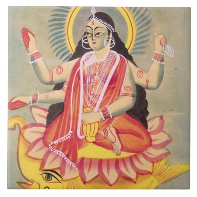 Laksmi que senta-se em um trono dos lótus sae, (Frente)