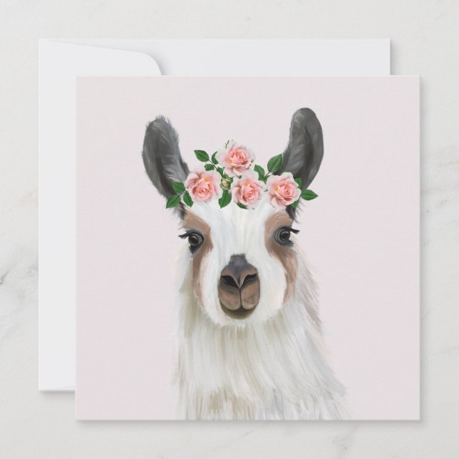 Lama Bonito Fluffy Com Coroa De Rosa (Frente)