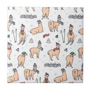 Lamas no teste padrão de esqui dos chapéus & dos