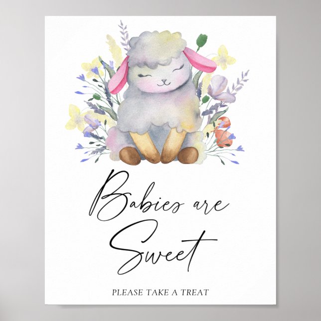 Lamb de aquarela - os bebês são poster doce (Frente)