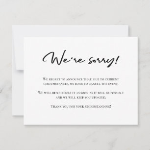 Lamentamos o anúncio do cancelamento branco preto