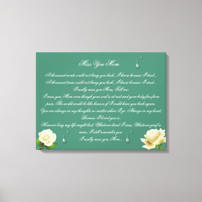 Lamento Sua Falta Mamãe Impressão em Tela 24x16 (Frente)